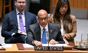 Deputy Permanent Representative Robert A. Wood of the United States addresses the UN Security Council meeting on the situation in the Middle East, including the Palestinian question.